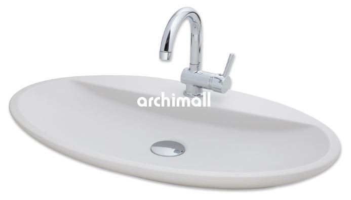 Sarin Batarya Delikli 72x42cm Tezgahüstü Lavabo Mat Beyaz