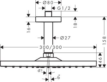 Hansgrohe Raindance E Tepe Duşu Tavan Bağlantısı İle