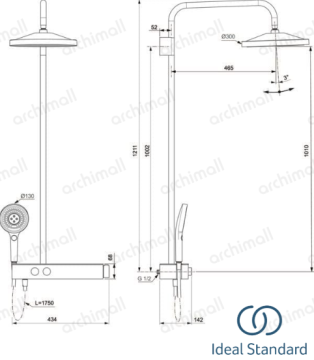 İdeal Standard Ceratherm Alu+ Termostatik Duş Sistemi Mat Siyah