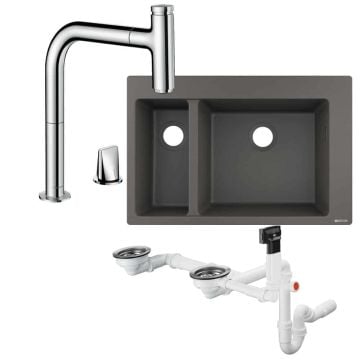 Hansgrohe Granit Taş Gri Eviye Seti