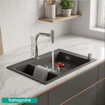 Hansgrohe Granit Taş Gri Eviye Seti