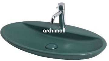 Sarin Batarya Delikli 72x40cm Tezgahüstü Lavabo Mat Zümrüt