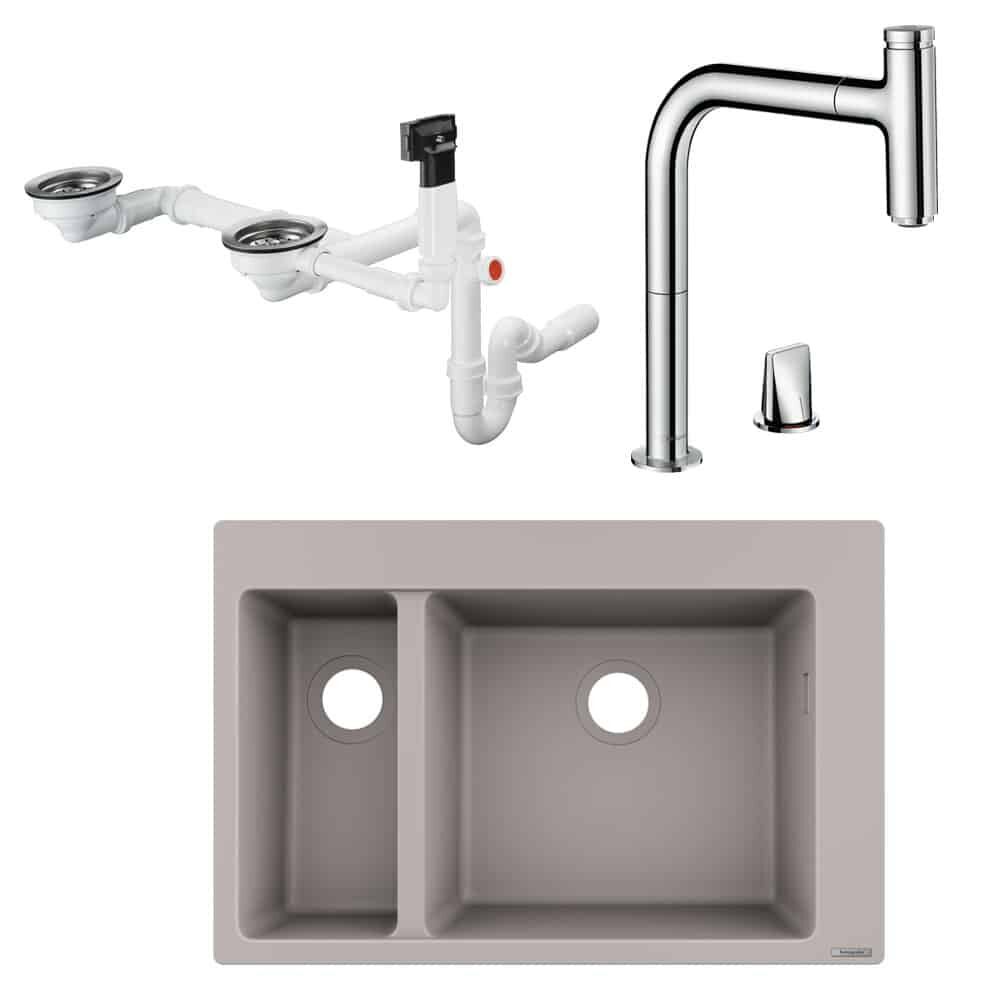 Hansgrohe Granit Beton Gri Eviye Seti