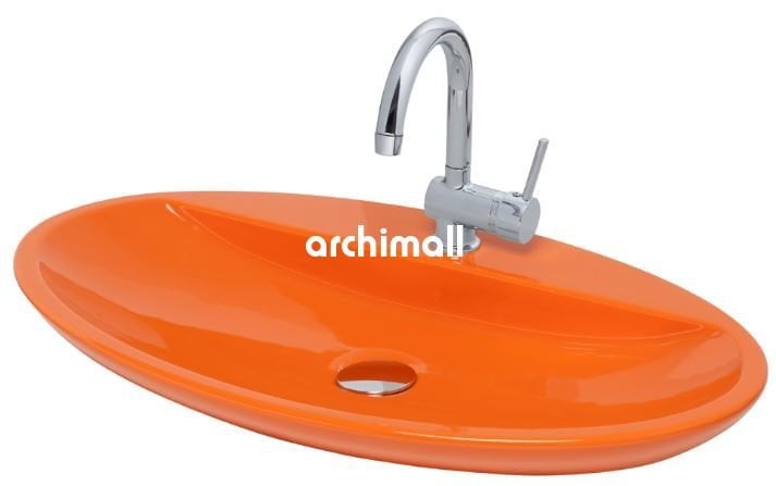 Sarin Batarya Delikli 72x40cm Tezgahüstü Lavabo Turuncu