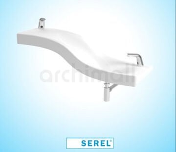Serel Wave çok fonksiyonlu beyaz seramik abdest lavabosu portre gorunum