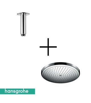 Hansgrohe Croma Tepe Duşu 280 1 Jet, Ecosmart 9 lt/dk + Tavan Bağlantısı 10 cm 26221000-27393000