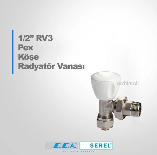 Eca 1-2 RV3 Pex Köşe Radyatör Vanası