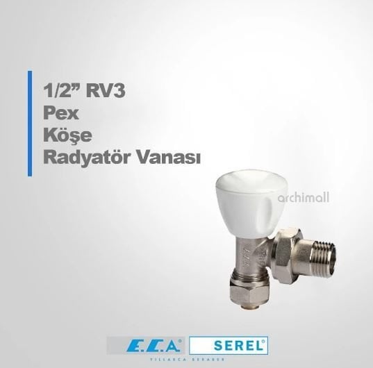 Eca 1-2 RV3 Pex Köşe Radyatör Vanası