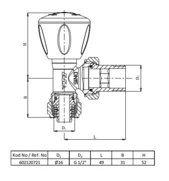Eca 1-2 RV3 Pex Köşe Radyatör Vanası