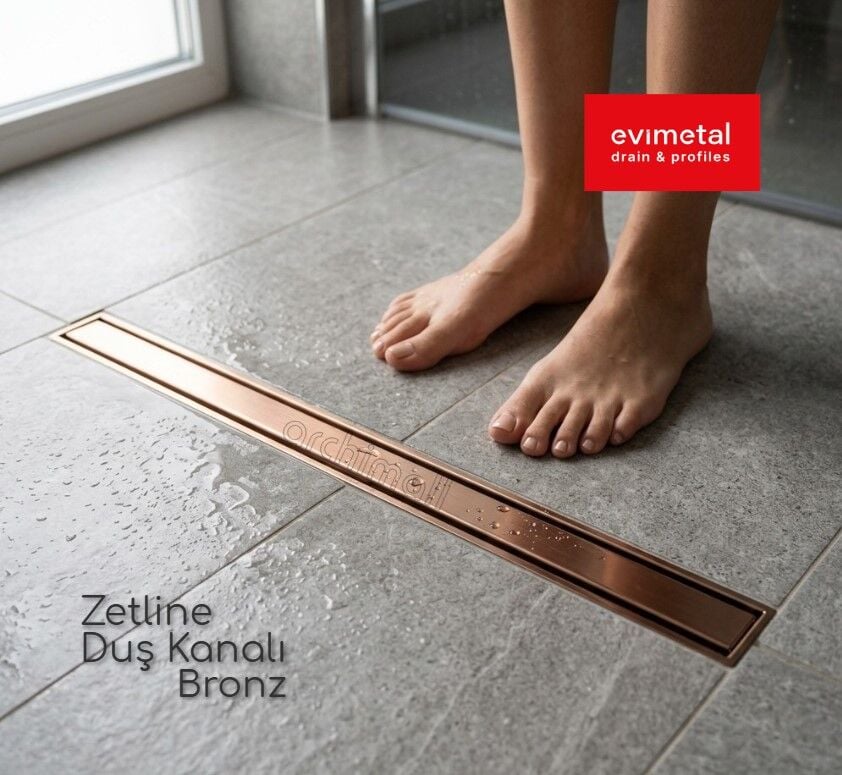 Evimetal Zetline 60 cm Satine Bronz Duş Kanalı