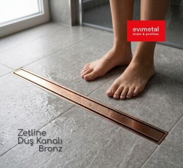 Evimetal Zetline 60 cm Satine Bronz Duş Kanalı