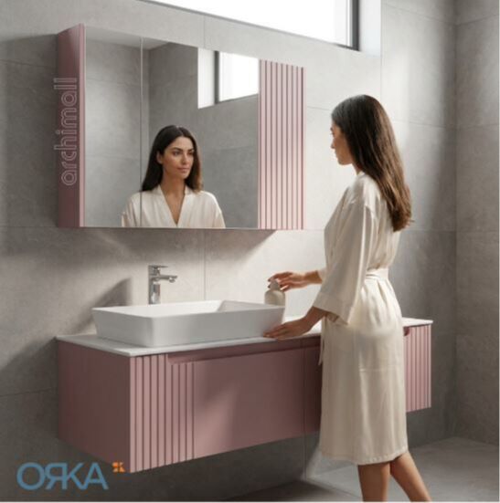 Orka Biella 140 cm Ayna Dolaplı Asma Banyo Dolabı
