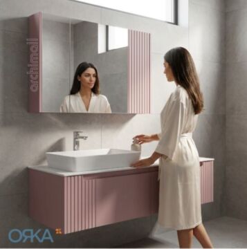 Orka Biella 140 cm Ayna Dolaplı Asma Banyo Dolabı