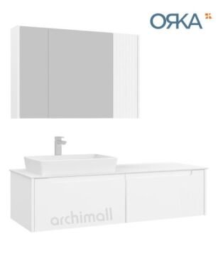 Orka Biella 140 cm Ayna Dolaplı Asma Banyo Dolabı MAT PUDRA
