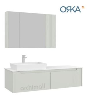 Orka Biella 140 cm Ayna Dolaplı Asma Banyo Dolabı MAT KAŞMİR