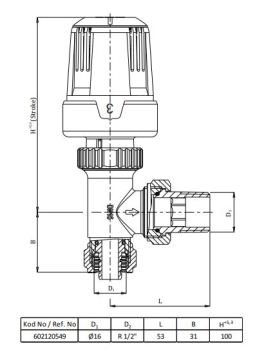 Eca 1/2'' TRV3 Termostatik Pex Köşe Radyatör Vanası