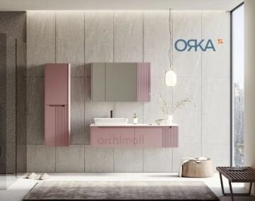 Orka Biella 120 cm Ayna Dolaplı Asma Banyo Dolabı