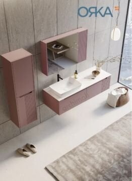 Orka Biella 120 cm Ayna Dolaplı Asma Banyo Dolabı