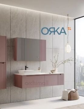 Orka Biella 120 cm Ayna Dolaplı Asma Banyo Dolabı