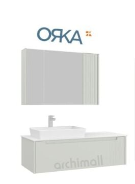 Orka Biella 120 cm Ayna Dolaplı Asma Banyo Dolabı MAT KAŞMİR