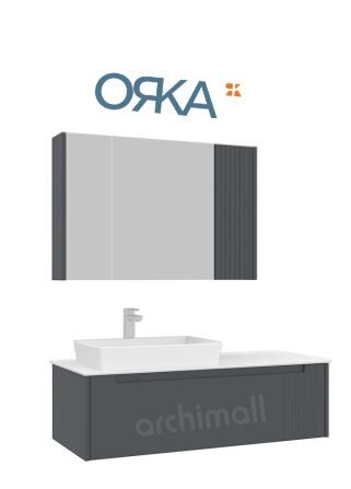Orka Biella 120 cm Ayna Dolaplı Asma Banyo Dolabı MAT ANTRASİT