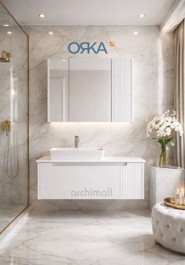 Orka Biella 120 cm Ayna Dolaplı Asma Banyo Dolabı MAT BEYAZ