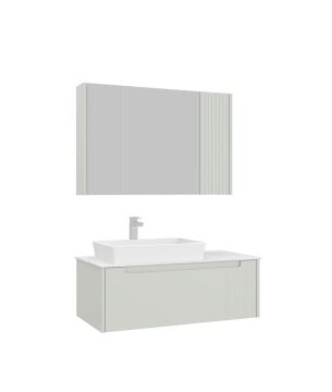 Orka Biella 100 cm Ayna Dolaplı Asma Banyo Dolabı MAT KAŞMİR