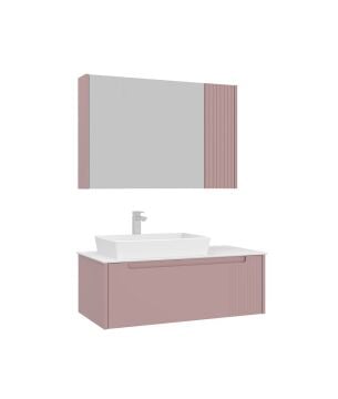 Orka Biella 100 cm Ayna Dolaplı Asma Banyo Dolabı MAT PUDRA