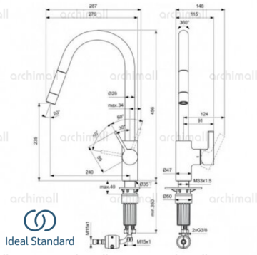 ideal Standard Gusto Spiralli Evye Bataryası Sunset Rose