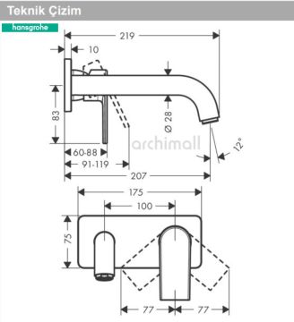 Hansgrohe Vernis Shape Ankastre Lavabo Bataryası