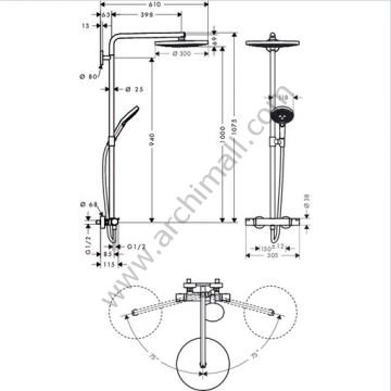 Hansgrohe Raindance Select S 300 2 Jet Duş Kolonu