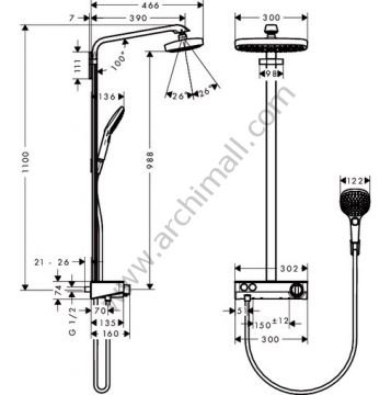 Hansgrohe Raindance Select E 300 2 Jet Duş Kolonu