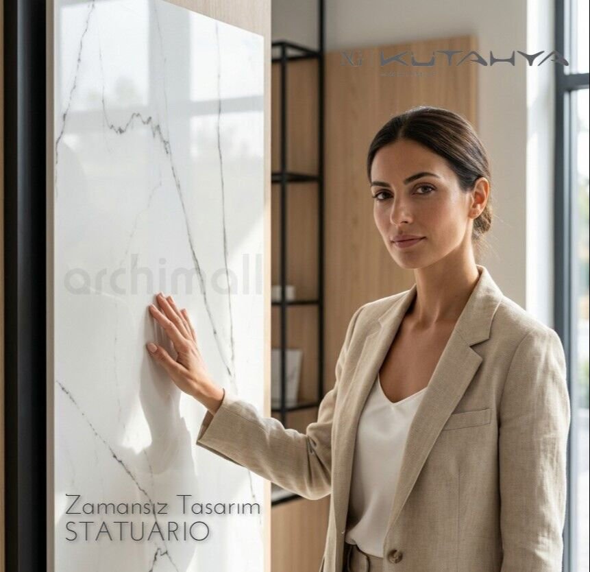 Kütahya Seramik 60x120 Statuario mermer desenli parlak nano seramik