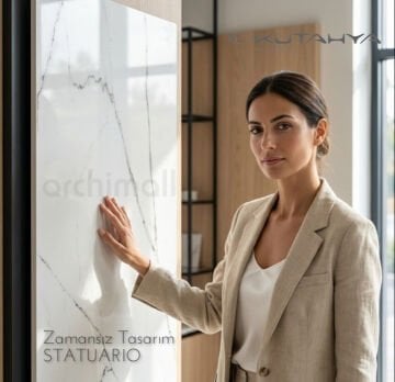 Kütahya Seramik 60x120 Statuario mermer desenli parlak nano seramik