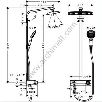 Hansgrohe Raindance Select E 360 Duş Kolonu 27288000