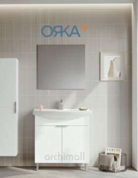 Orka Purus 80 cm Düz Aynalı Ayaklı Banyo Dolabı