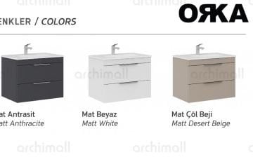 Orka Lena 85 cm Kapaklı Asma Banyo Dolabı