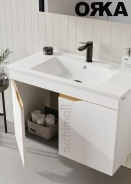 Orka Lena 85 cm Kapaklı Asma Banyo Dolabı