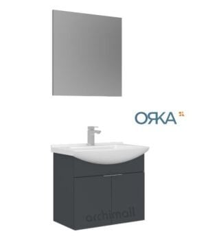 Orka Purus 80 cm Düz Aynalı Ayaklı Banyo Dolabı MAT ANTRASİT