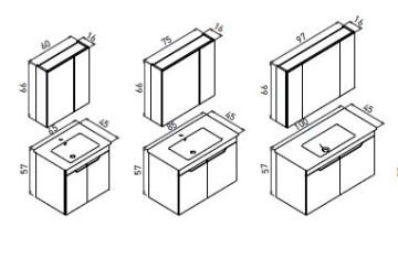 Orka Lena 85 cm Kapaklı Asma Banyo Dolabı