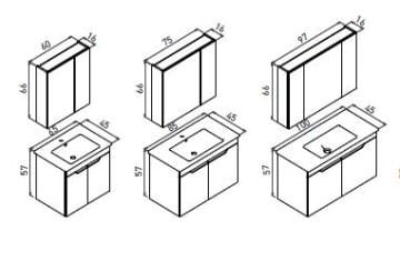 Orka Lena 85 cm Kapaklı Asma Banyo Dolabı