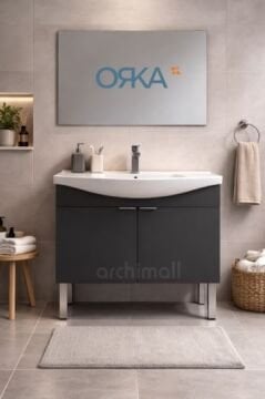 Orka Purus 100 cm Düz Aynalı Ayaklı Banyo Dolabı