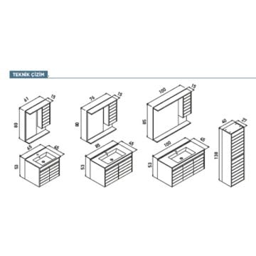 Orka Serra 65 cm Asma Banyo Dolabı