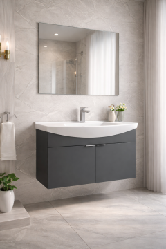 Orka Purus 100 cm Düz Aynalı Asma Banyo Dolabı