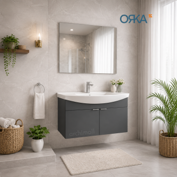 Orka Purus 100 cm Düz Aynalı Asma Banyo Dolabı