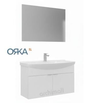 Orka Purus 100 cm Düz Aynalı Asma Banyo Dolabı PARLAK BEYAZ