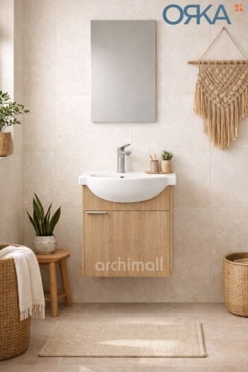 Orka Purus 45 cm Düz Aynalı Asma Banyo Dolabı