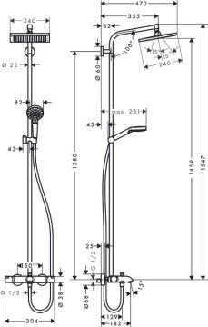 Hansgrohe Crometta E 240 Termostatik Kare Duş Kolonu