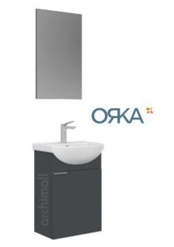 Orka Purus 45 cm Düz Aynalı Asma Banyo Dolabı MAT ANTRASİT