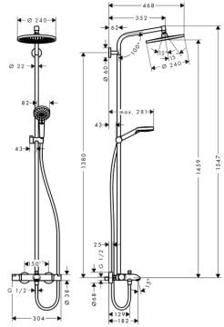 Hansgrohe Crometta S 240 Termostatik Oval Duş Kolonu